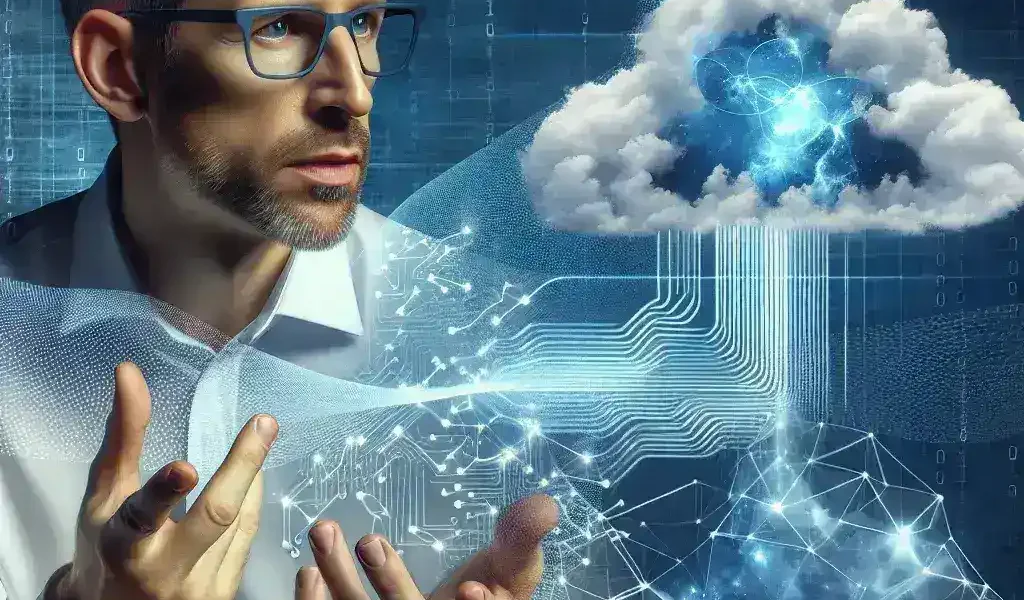 "Román Orús discutiendo los impactos de la computación cuántica en la infraestructura de la nube durante una conferencia tecnológica."