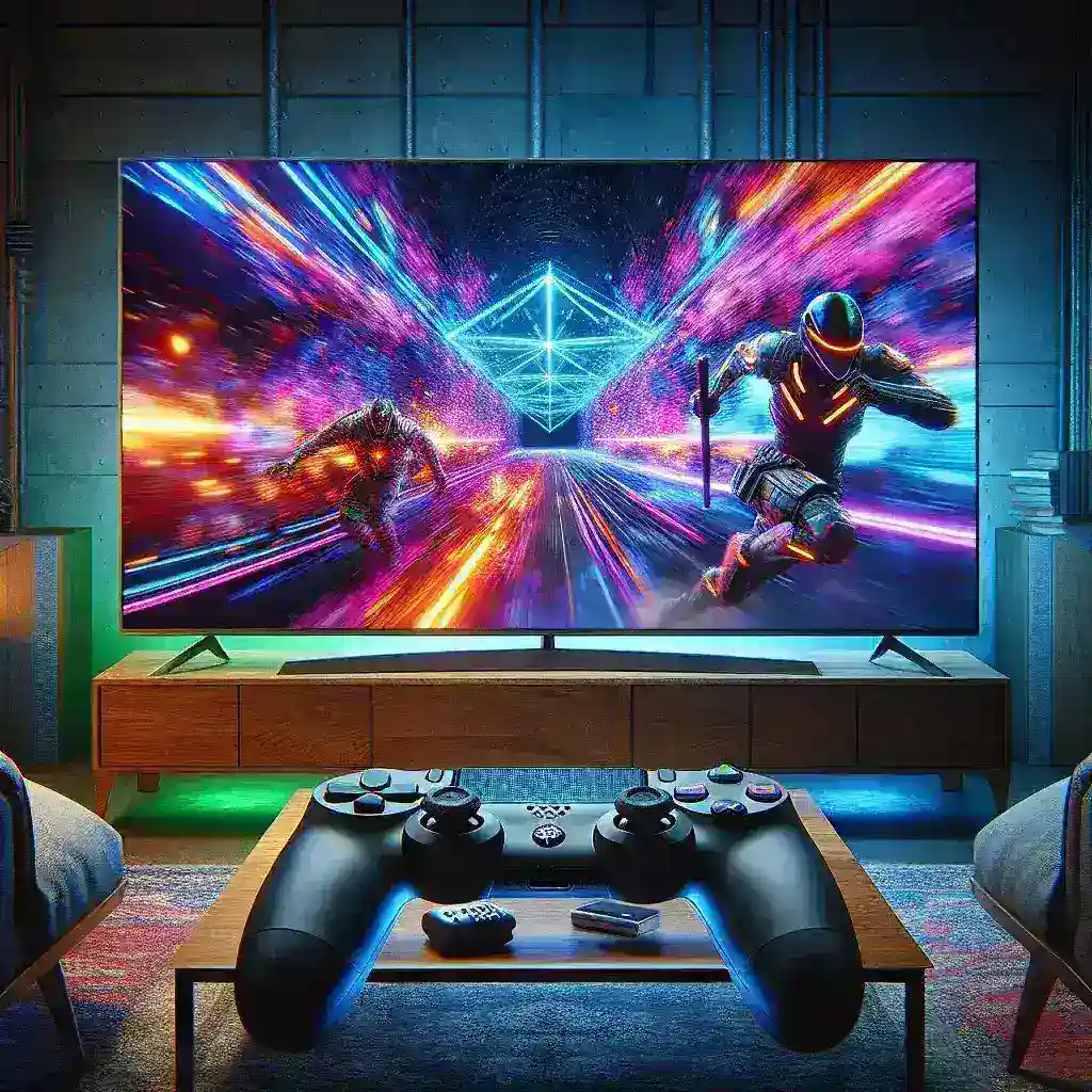"Samsung OLED 2025 television featuring Nvidia G-Sync technology, designed to enhance gaming experience with vibrant colors and smooth graphics."