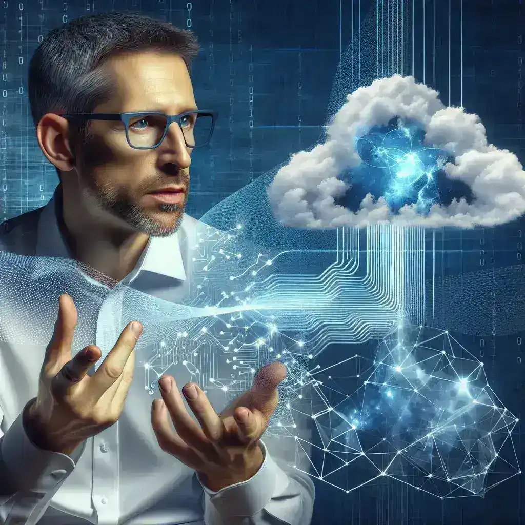 "Román Orús discutiendo los impactos de la computación cuántica en la infraestructura de la nube durante una conferencia tecnológica."