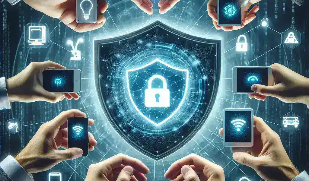 "Icono de seguridad digital simbolizando la protección de dispositivos IoT contra ciberataques en un entorno doméstico."