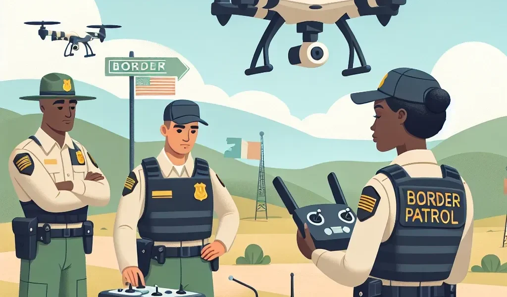 "Autonomous drones used by La Guardia Civil for border control operations, showcasing advanced surveillance technology in a secure environment."