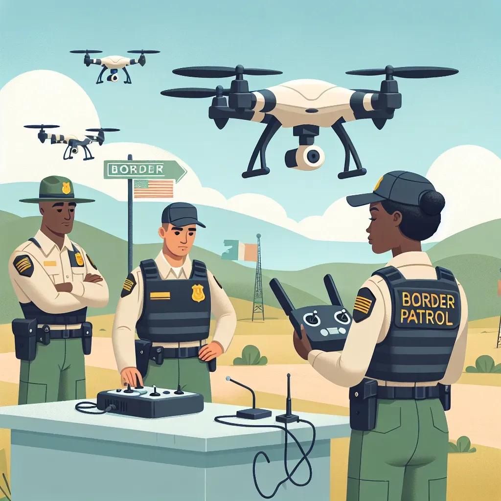 "Autonomous drones used by La Guardia Civil for border control operations, showcasing advanced surveillance technology in a secure environment."