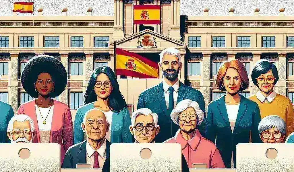 "Personas mayores utilizando computadoras en un taller de alfabetización digital en España, resaltando el nuevo plan nacional del Gobierno español para promover habilidades digitales entre la tercera edad."